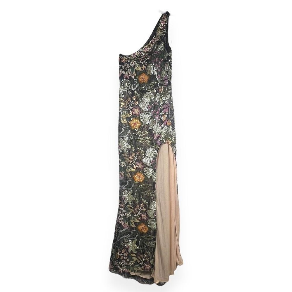 Mac Duggal Embellished Floral One Shoulder Gown 49574 Black Multi Size 0 - Picture 6 of 14